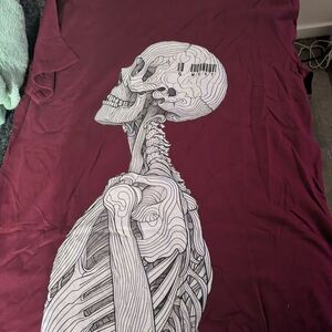 G West Burgundy Skeleton Graphic T-Shirt